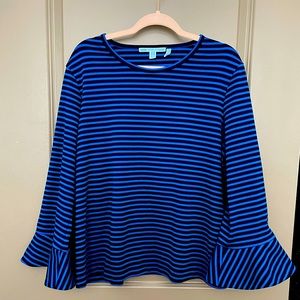 Draper James Striped Long Bell Sleeved Top (XXL)